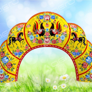 Надувная арка на Масленицу "Гребешок с ГОРОДЕЦКОЙ РОСПИСЬЮ" - Производственное предприятие АЭРО - Пневмокаркасные шатры и палатки,  надувные рекламные конструкции, надувные сцены, арки  и пневмокостюмы