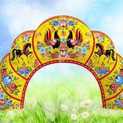 Надувная арка на Масленицу "Гребешок с ГОРОДЕЦКОЙ РОСПИСЬЮ" - Производственное предприятие АЭРО - Пневмокаркасные шатры и палатки,  надувные рекламные конструкции, надувные сцены, арки  и пневмокостюмы