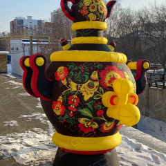 Надувная фигура самовар "Чёрная хохлома" - Производственное предприятие АЭРО - Пневмокаркасные шатры и палатки,  надувные рекламные конструкции, надувные сцены, арки  и пневмокостюмы