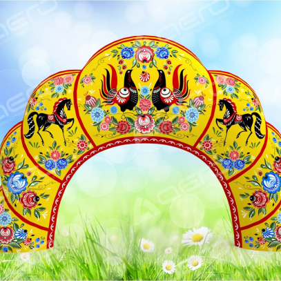 Надувная арка на Масленицу "Гребешок с ГОРОДЕЦКОЙ РОСПИСЬЮ" - Производственное предприятие АЭРО - Пневмокаркасные шатры и палатки,  надувные рекламные конструкции, надувные сцены, арки  и пневмокостюмы