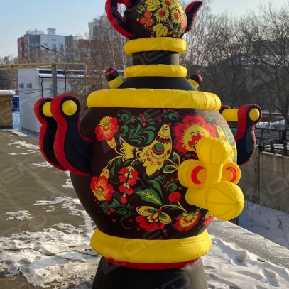 Надувная фигура самовар "Чёрная хохлома" - Производственное предприятие АЭРО - Пневмокаркасные шатры и палатки,  надувные рекламные конструкции, надувные сцены, арки  и пневмокостюмы