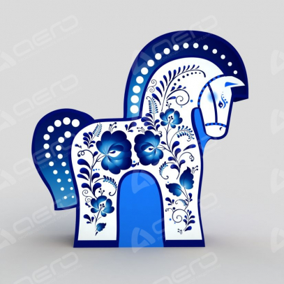 Надувная фигура на Масленицу "Лошадка с росписью "Гжель" - Производственное предприятие АЭРО - Пневмокаркасные шатры и палатки,  надувные рекламные конструкции, надувные сцены, арки  и пневмокостюмы